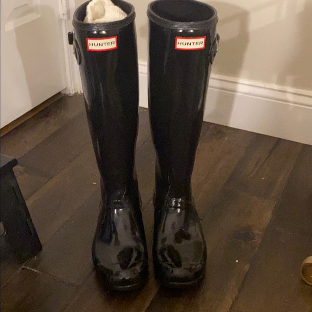 Black Patent Hunter Boots